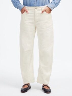 NWT Madewell Darted Barrel Leg Jeans in Vintage Canvas Cream Denim 28 $148 NS123